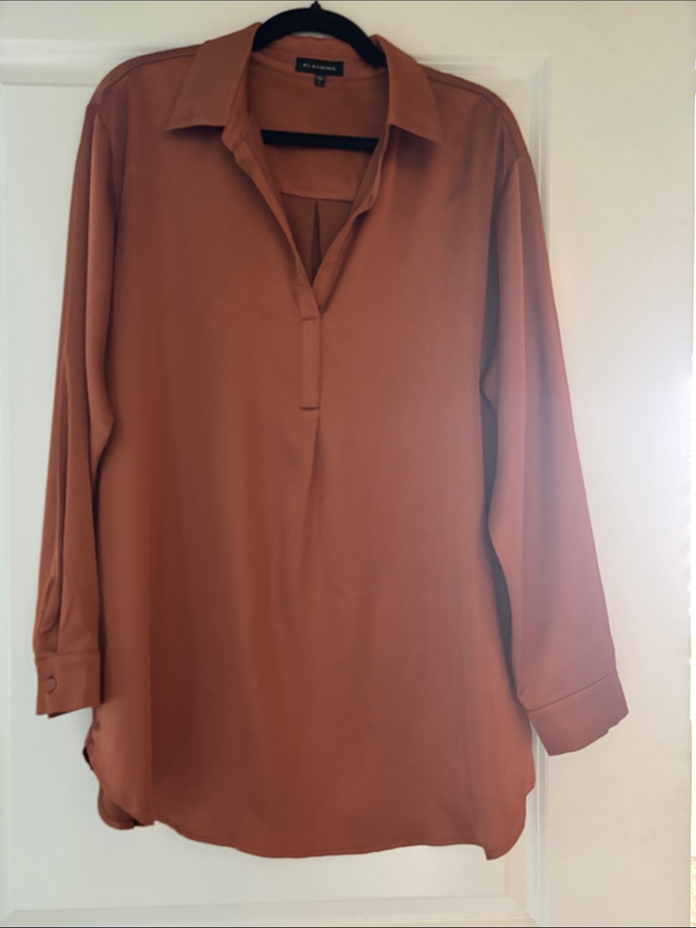 Pleione Rust Orange V-Neck Tunic Blouse